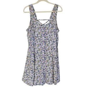 Vintage Y2K Ditsy Floral Cottagecore Fairy Grunge Whimsigoth LaceCorset Romper L